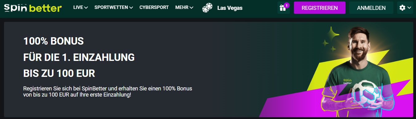 SpinBetter Sport Betting Welcome Bonus, sportwettenvergleich.tv