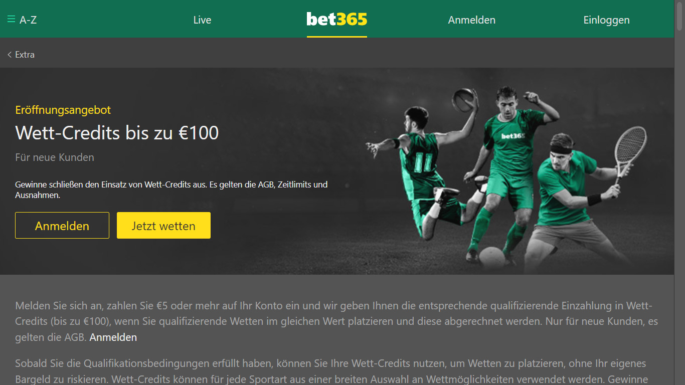 Screenshot von Bet365