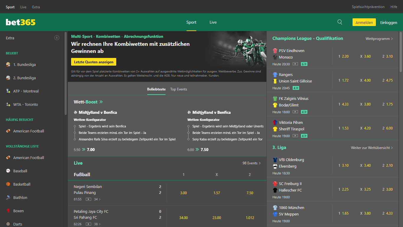 Screenshot von Bet365