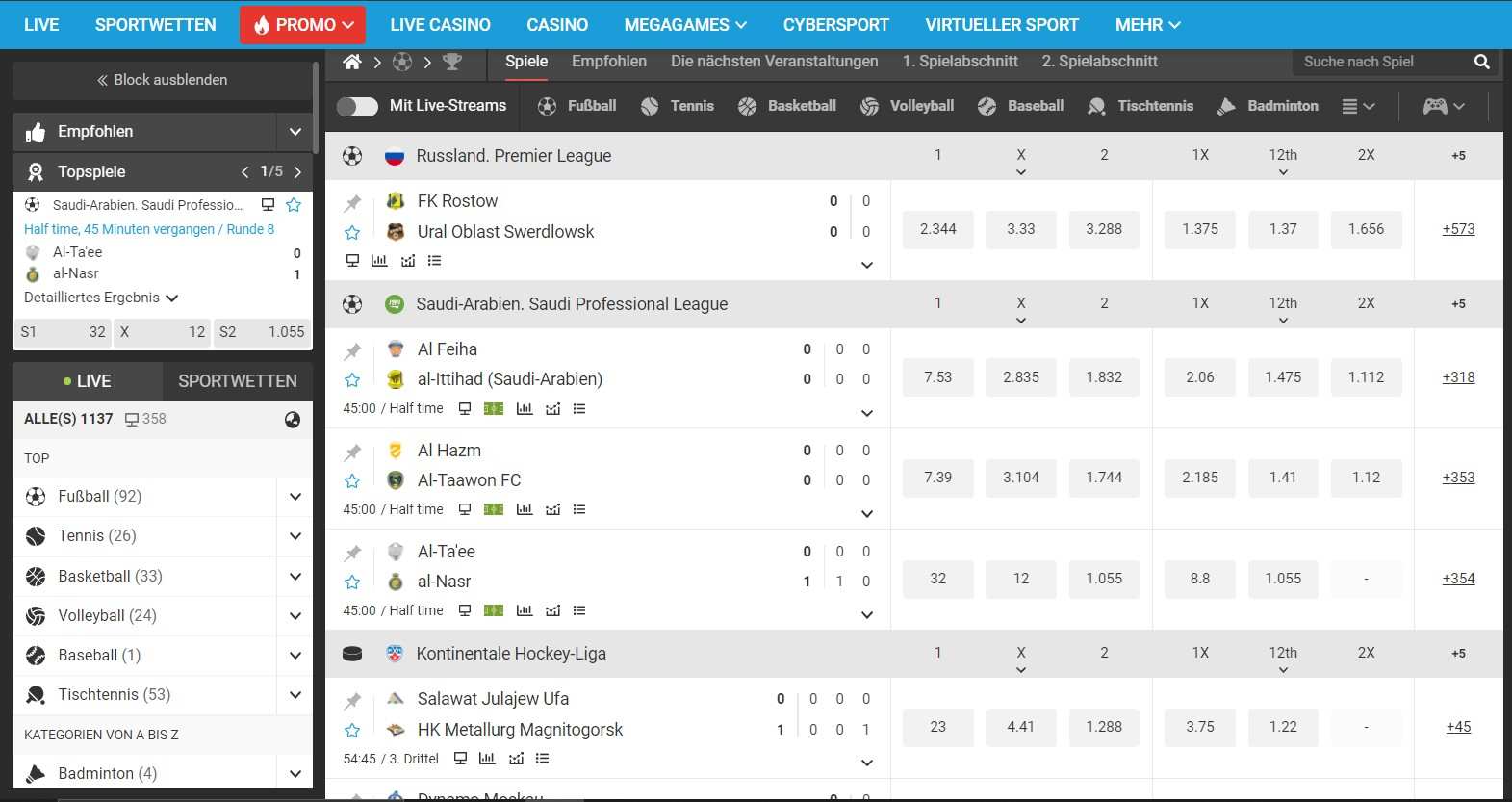 Megapari sportwetten