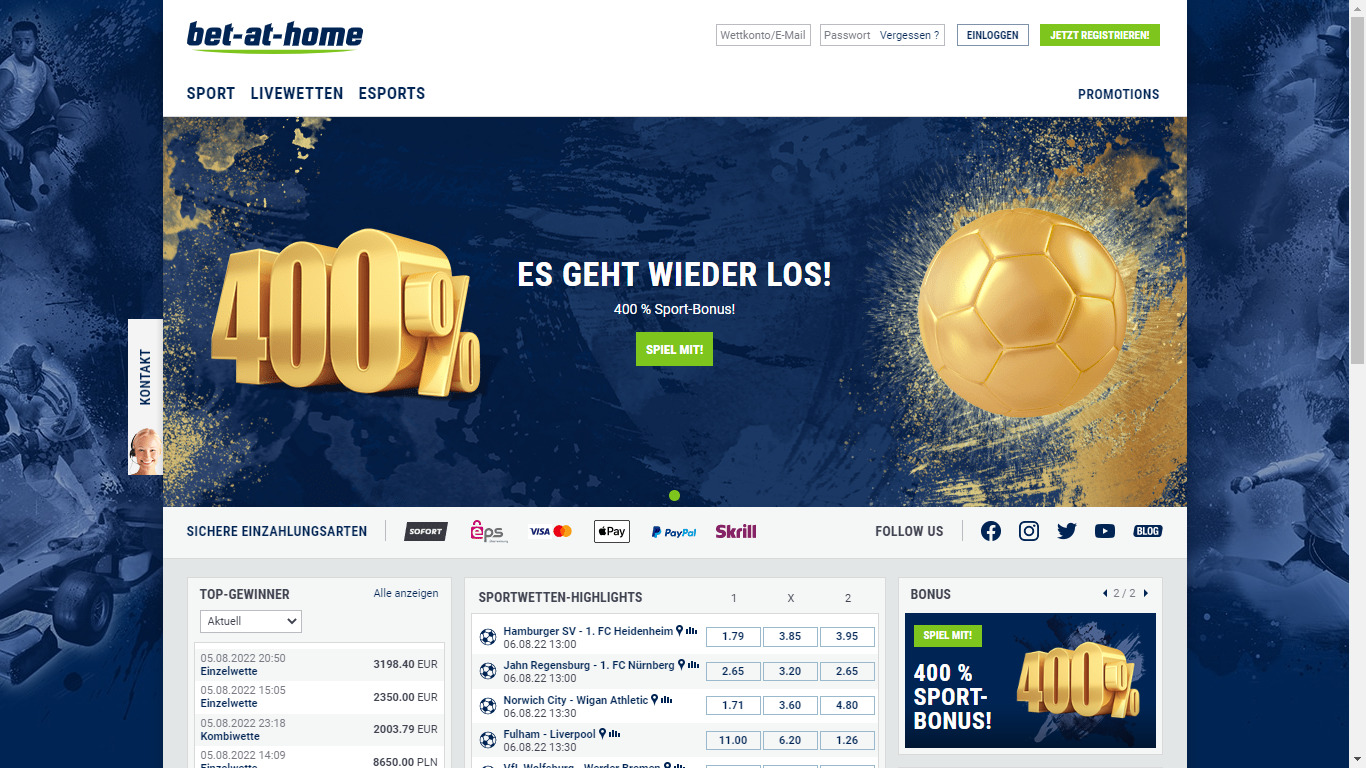 Screenshot von Bet at home