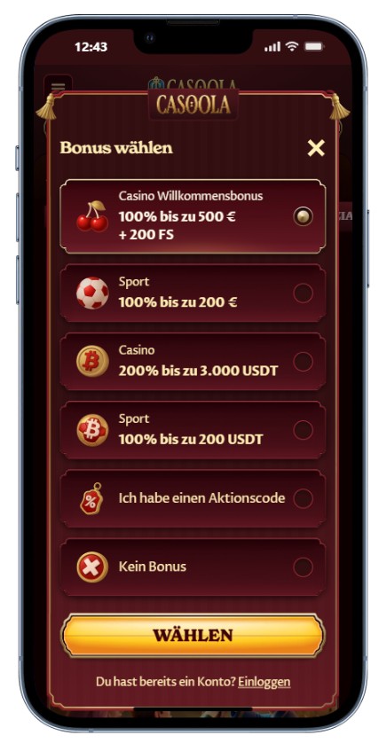 Casoola bonus wahlen