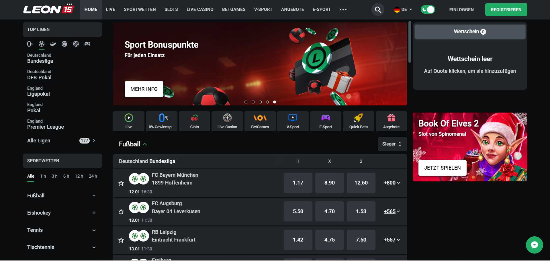 Sportwetten bei Leon Bet