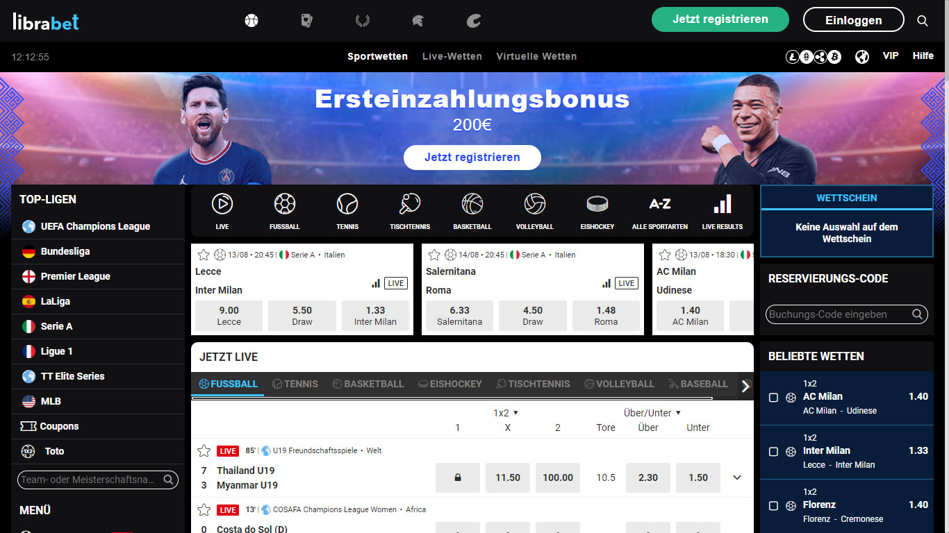 Screenshot von LibraBet