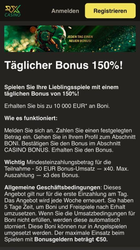 Verfügbare Boni und Aktionen