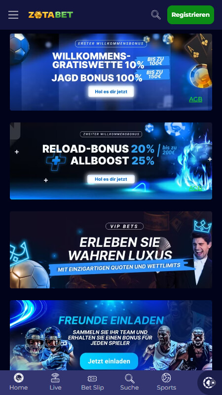 Zotabet Bookmaker sport bonuses Germany