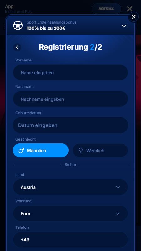Boomerang-bet-Konto erstellen