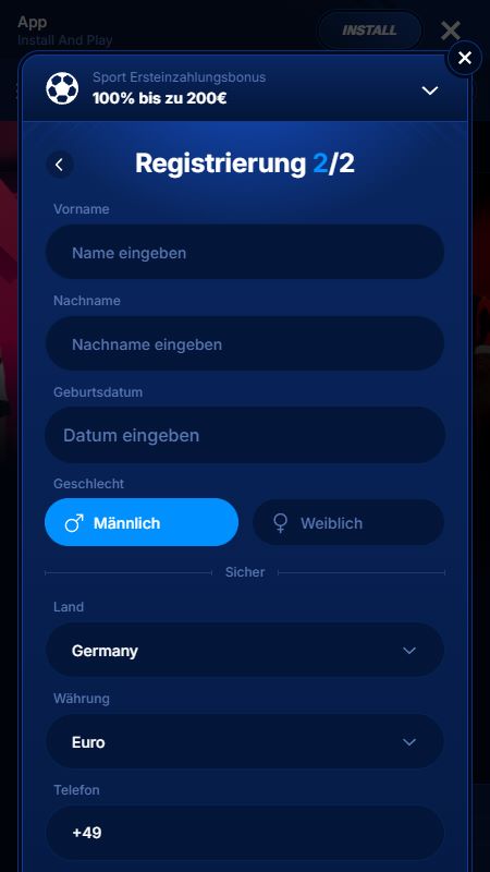 Boomerang-bet-Konto erstellen
