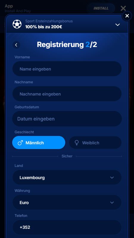 Boomerang-bet-Konto erstellen