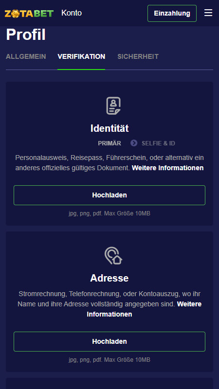 ZotaBet account activation