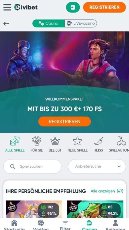 Casino-Bereich bei Ivibet