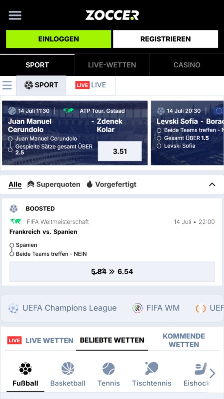Zoccer sport betting
